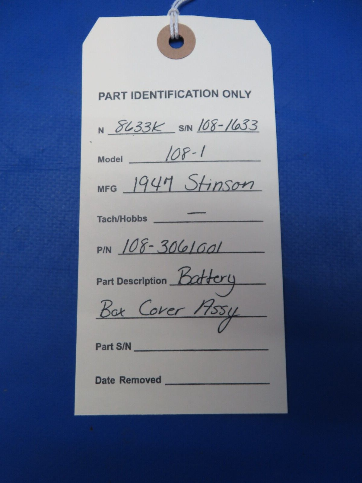 Stinson 108-1 Battery Box Cover Assy P/N 108-3061001 (0723-368)