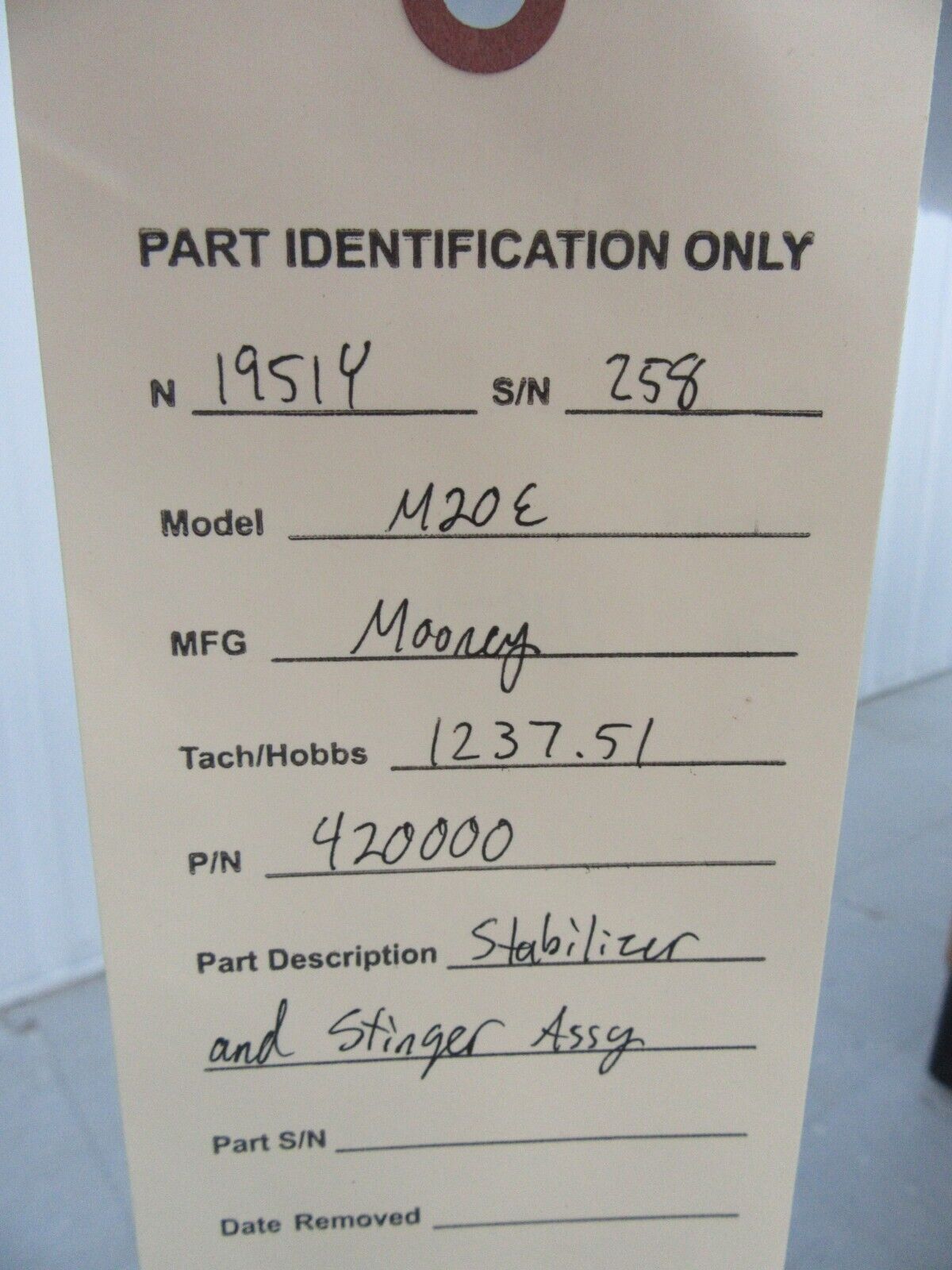 Mooney M20 / M20E Horizontal Stabilizer and Stinger Assy P/N 420000 (0224-01)
