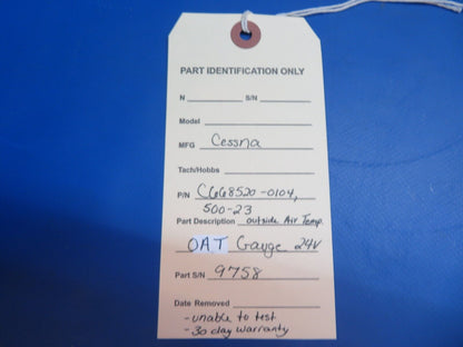 Cessna Outside Air Temp. OAT Gauge 24 Volts P/N C668520-0104, 500-23 (1122-642)