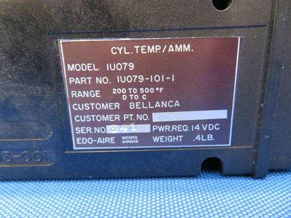 Edo Aire Cylinder Temp & Ammeter Gauge IUO-79-101-1 Bellanca (0820-21)