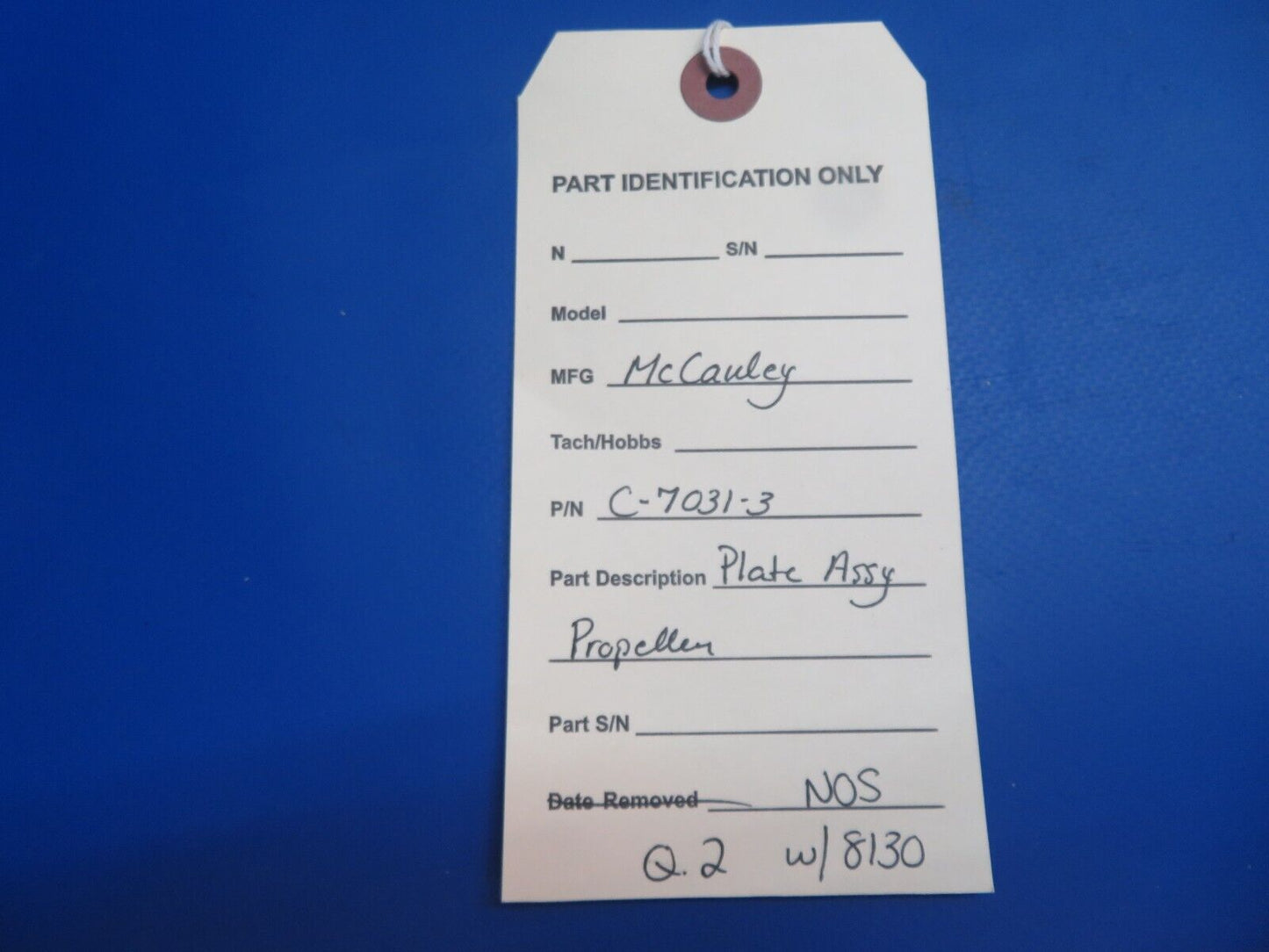 McCauley Plate Assy Propeller P/N C-7031-3 w/ 8130 NOS (0323-662)