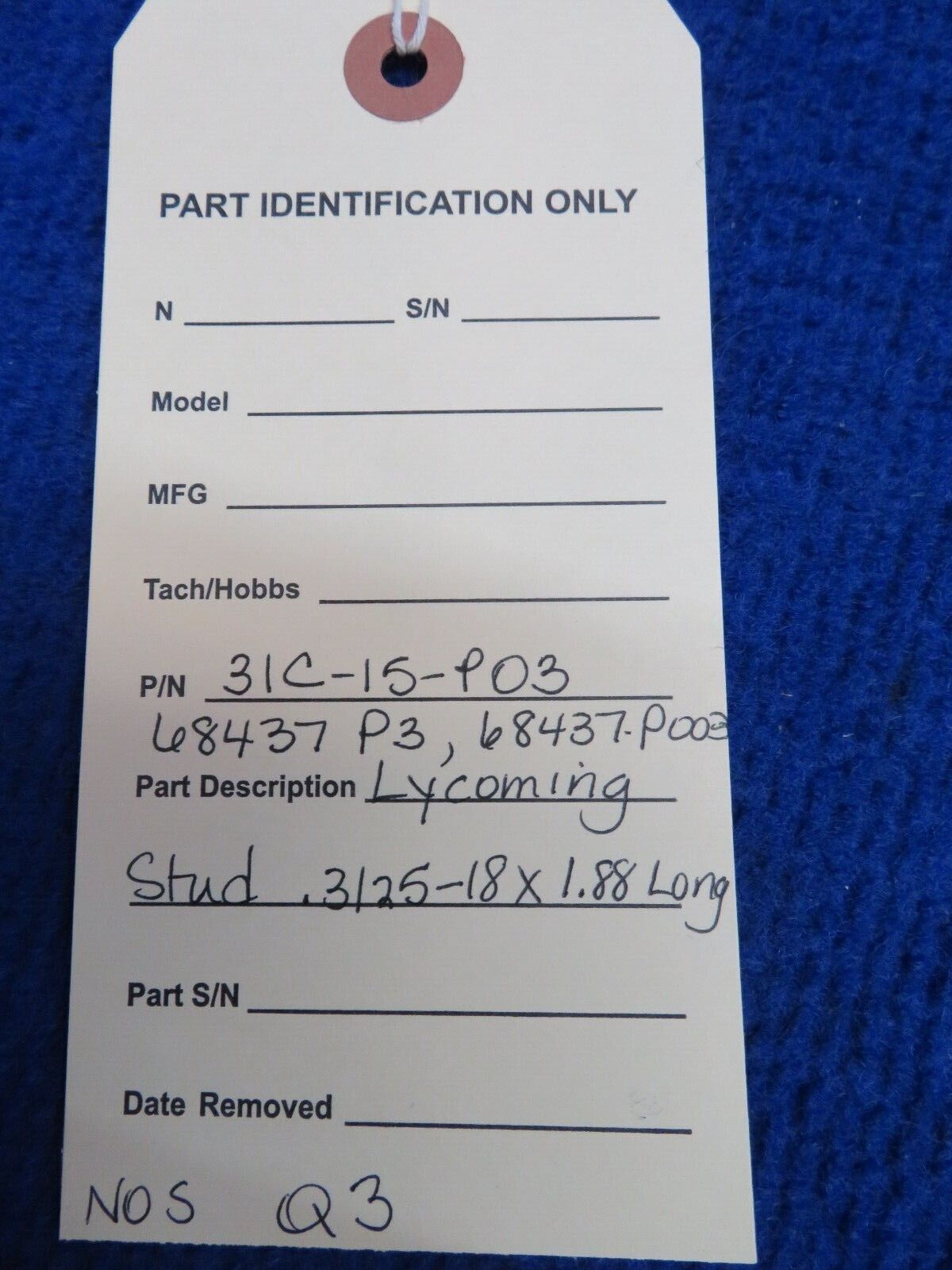Lycoming Stud .3125-18 x 1.88 Long P/N 31C-15-P03 NOS (0722-43)