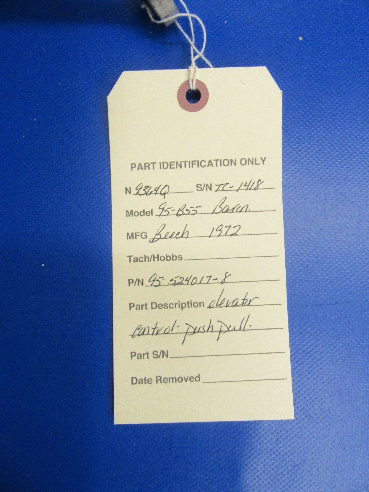 Beech Baron Tube Assy Elevator Control Push Pull P/N 95-524017-8 (1217-67)