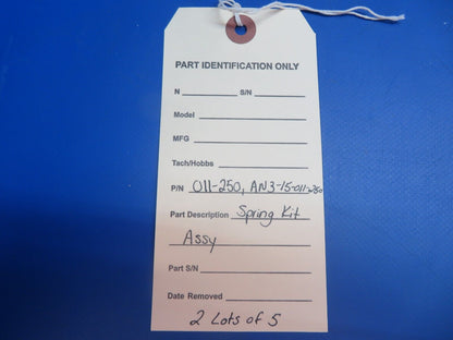 Exhaust Bolt, Nut, Spring Kit Assy P/N 011-250, AN3C-15 LOT OF 5 (1122-606)