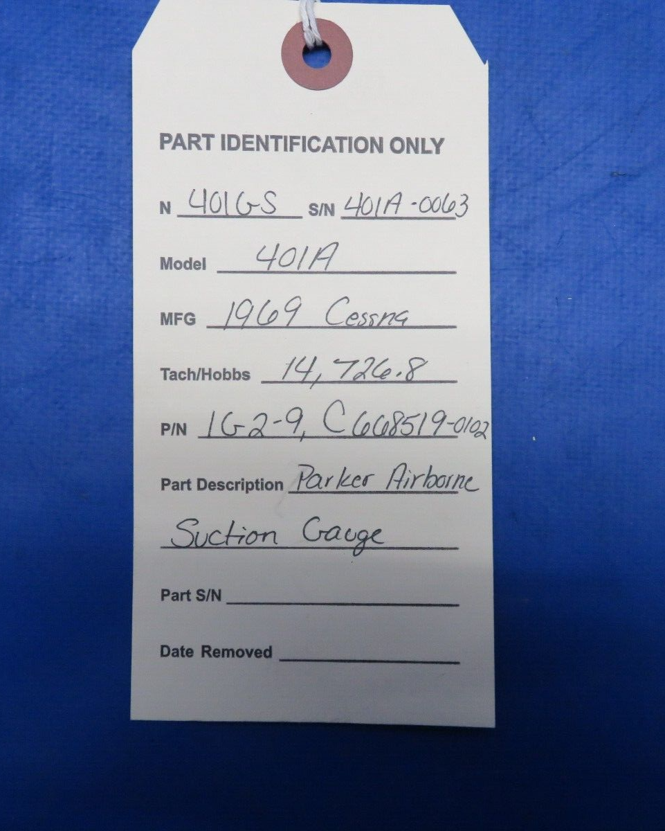 Parker Airborne Suction Gauge P/N 1G2-9 (1223-1003)