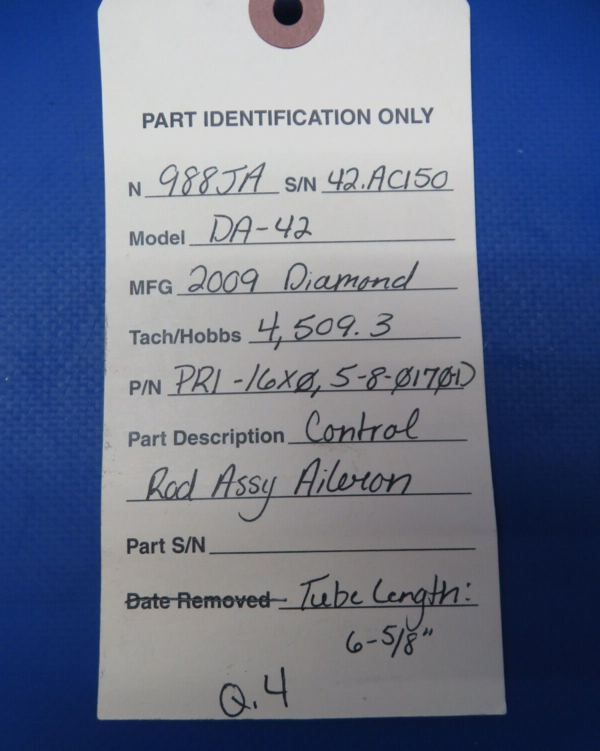 Diamond DA-42 Control Rod Assy Aileron 6-5/8" P/N PR1-16x0, 5-8-0170D (0623-504)