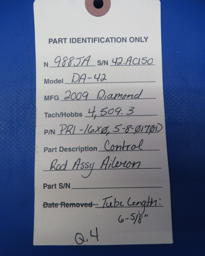 Diamond DA-42 Control Rod Assy Aileron 6-5/8" P/N PR1-16x0, 5-8-0170D (0623-504)