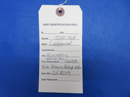 Continental TSIO-360 Garrett Turbo Pressure Relief Valve R641404-1 (0623-199)