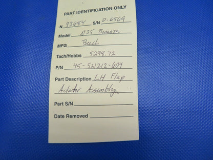 Beech N35 Bonanza LH Flap Actuator Assy P/N 45-521212-604 (1220-485)