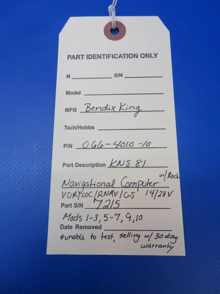 Bendix King KNS81 Navigational Computer w/Rack 14/28V P/N 066-4010-10 (0922-411)