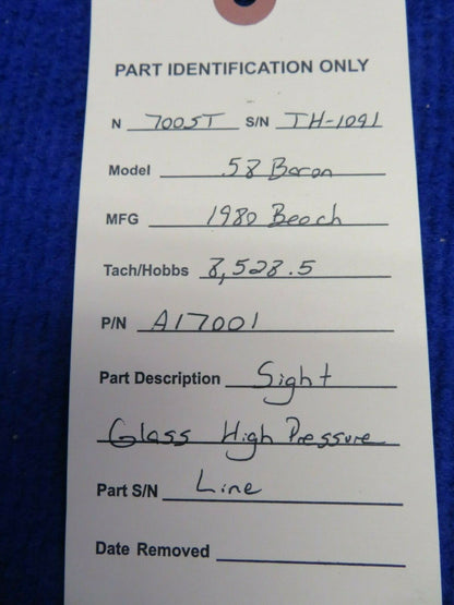Beech 58 Baron Sight Glass High Pressure Line P/N A17001 (0422-343)