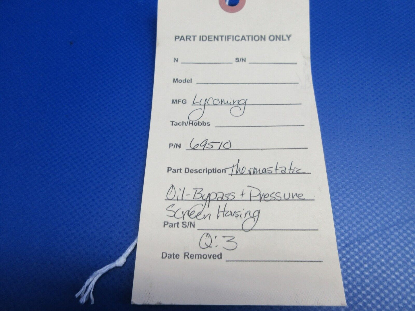 Lycoming Thermostatic Oil - Bypass & Pressure Screen Housing 69510 (0224-1335)