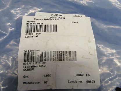 Piper Navajo Screw Assy Aileron Trim Tab RH P/N 41863-000 NOS (0419-449)