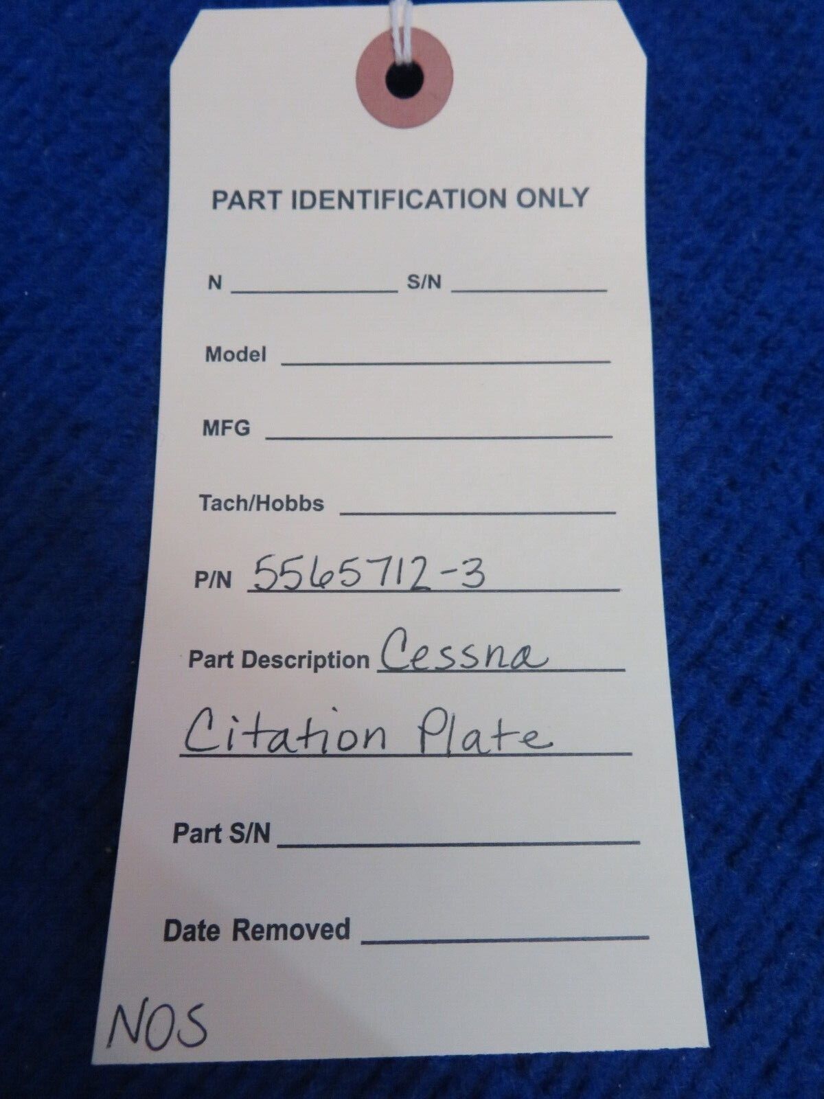 Cessna Citation Plate P/N 5565712-3 NOS (0822-350)