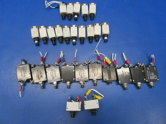 Beech Baron 95-B55 Circuit Breaker Assortment LOT OF 27 (1118-46)