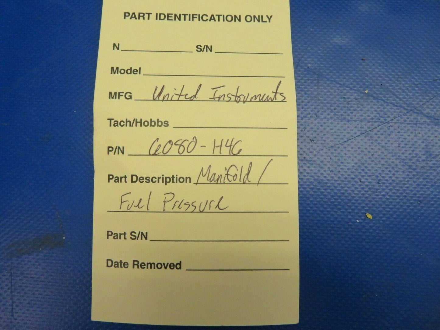 United Instruments Manifold / Fuel Pressure Gauge P/N 6080-H46 (0720-469)