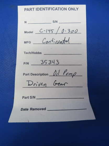 Continental C-145 / O-300 Oil Pump Driven Gear P/N 35343 (0723-545)