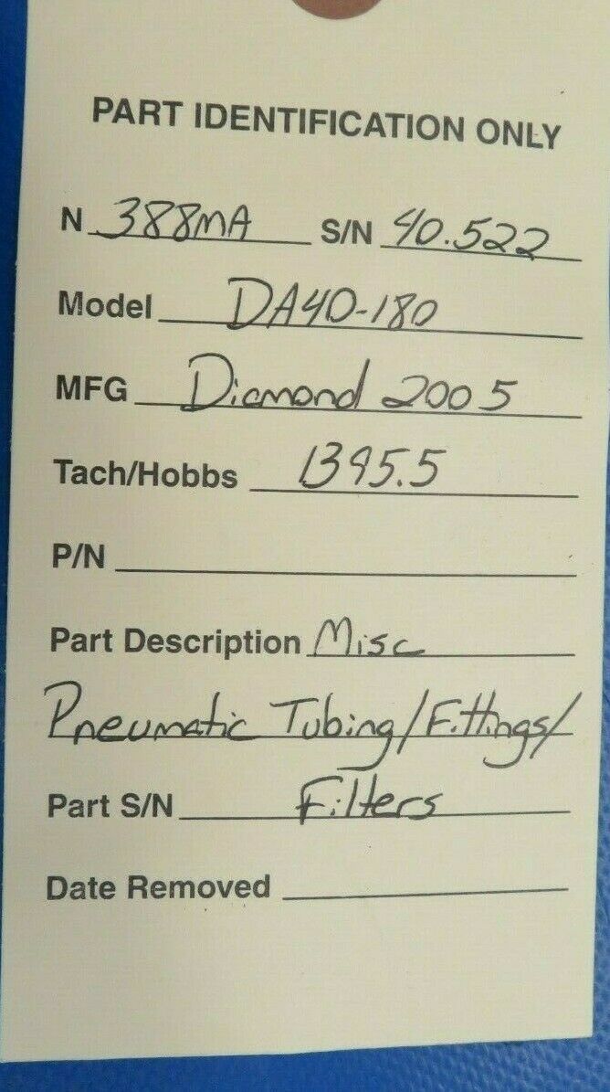 Diamond DA40-180 Pneumatic Tubing / Fittings / Filters (0220-119)