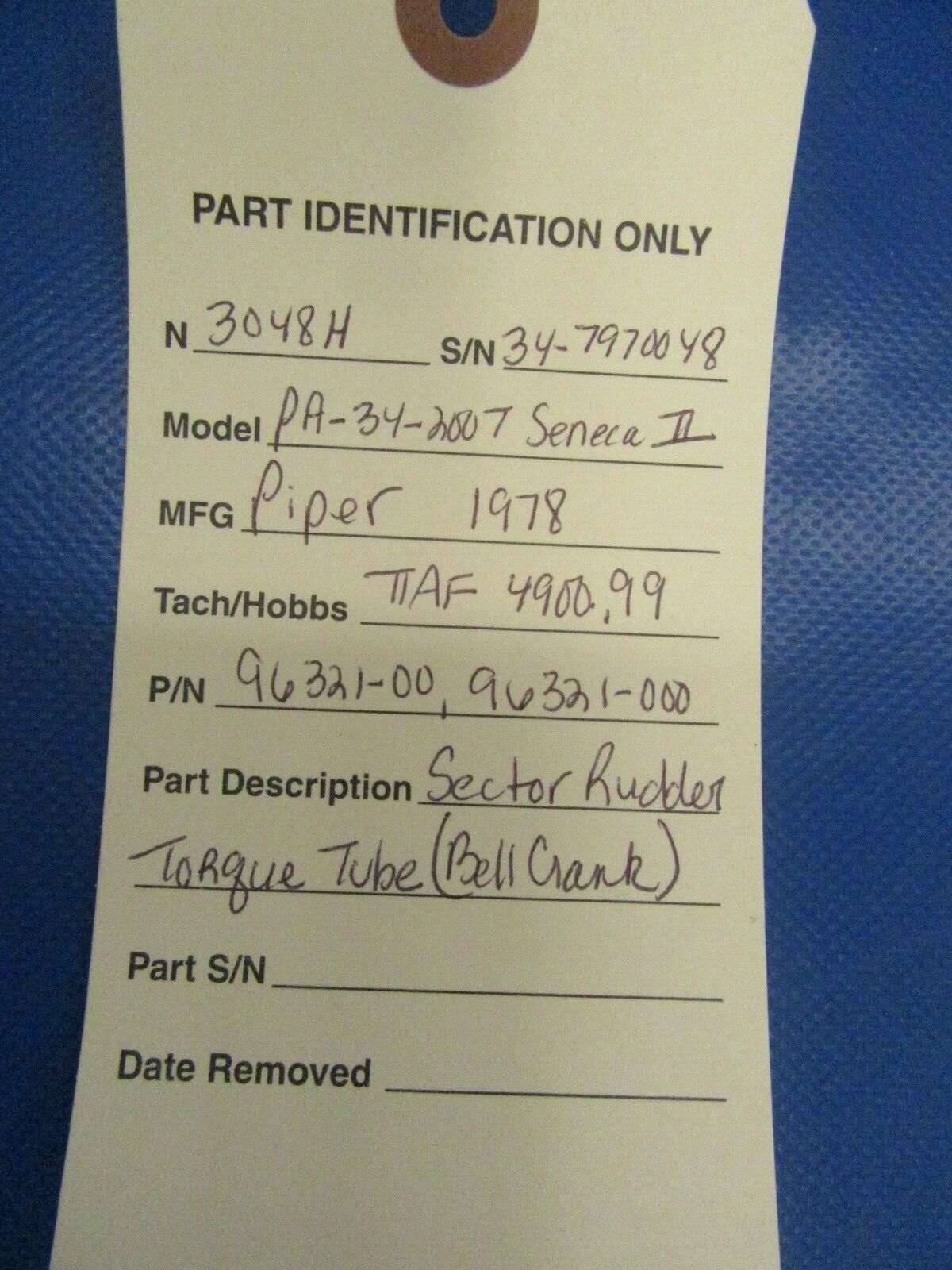 Piper Seneca II Sector Rudder Torque (Bell Crank) 96321-00, 96321-000 (1219-19)