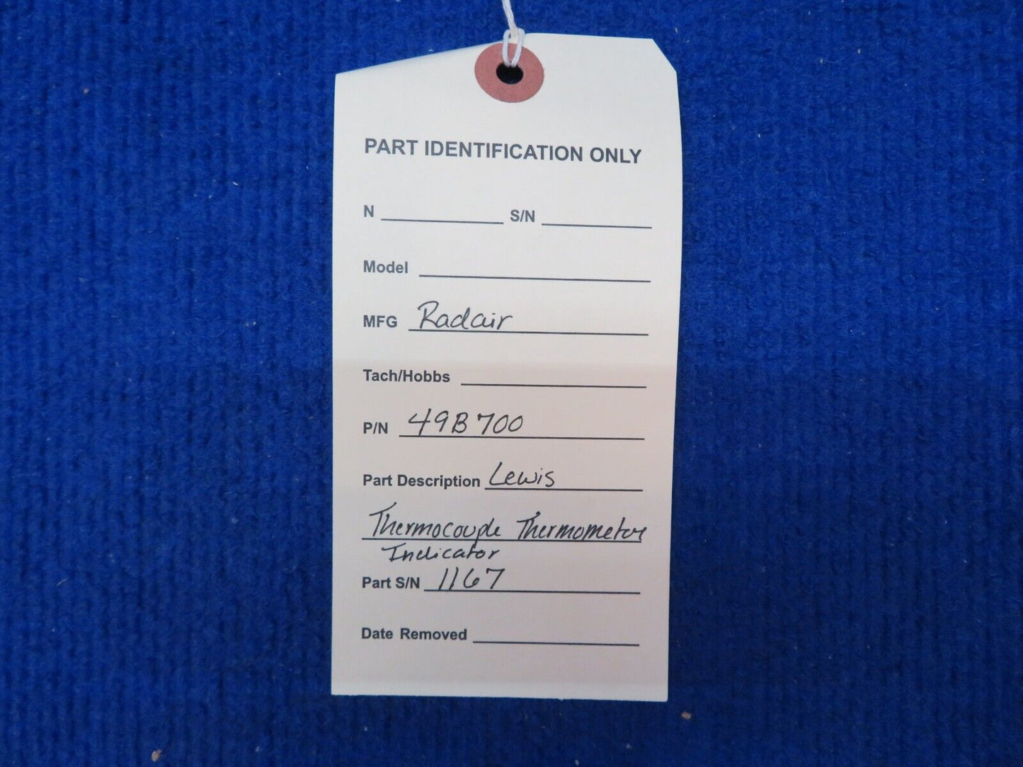 Radair Lewis Thermocouple Thermometer Indicator P/N 49B700 (0622-596)