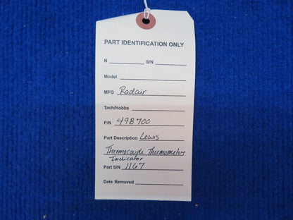 Radair Lewis Thermocouple Thermometer Indicator P/N 49B700 (0622-596)