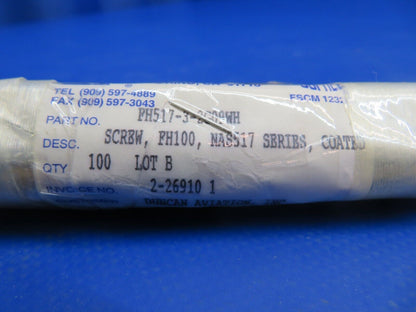 White Coated Machine Screw P/N NAS517-3-2 LOT OF 1000 NOS (1022-513)
