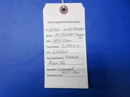 Piper PA-34-200T Seneca II Exhaust Riser Tee P/N 654262 (0623-252)