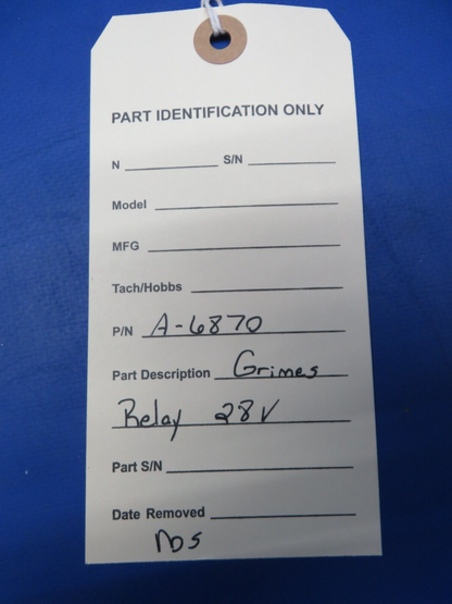 Grimes Relay 28v P/N A-6870 NOS (0923-735)