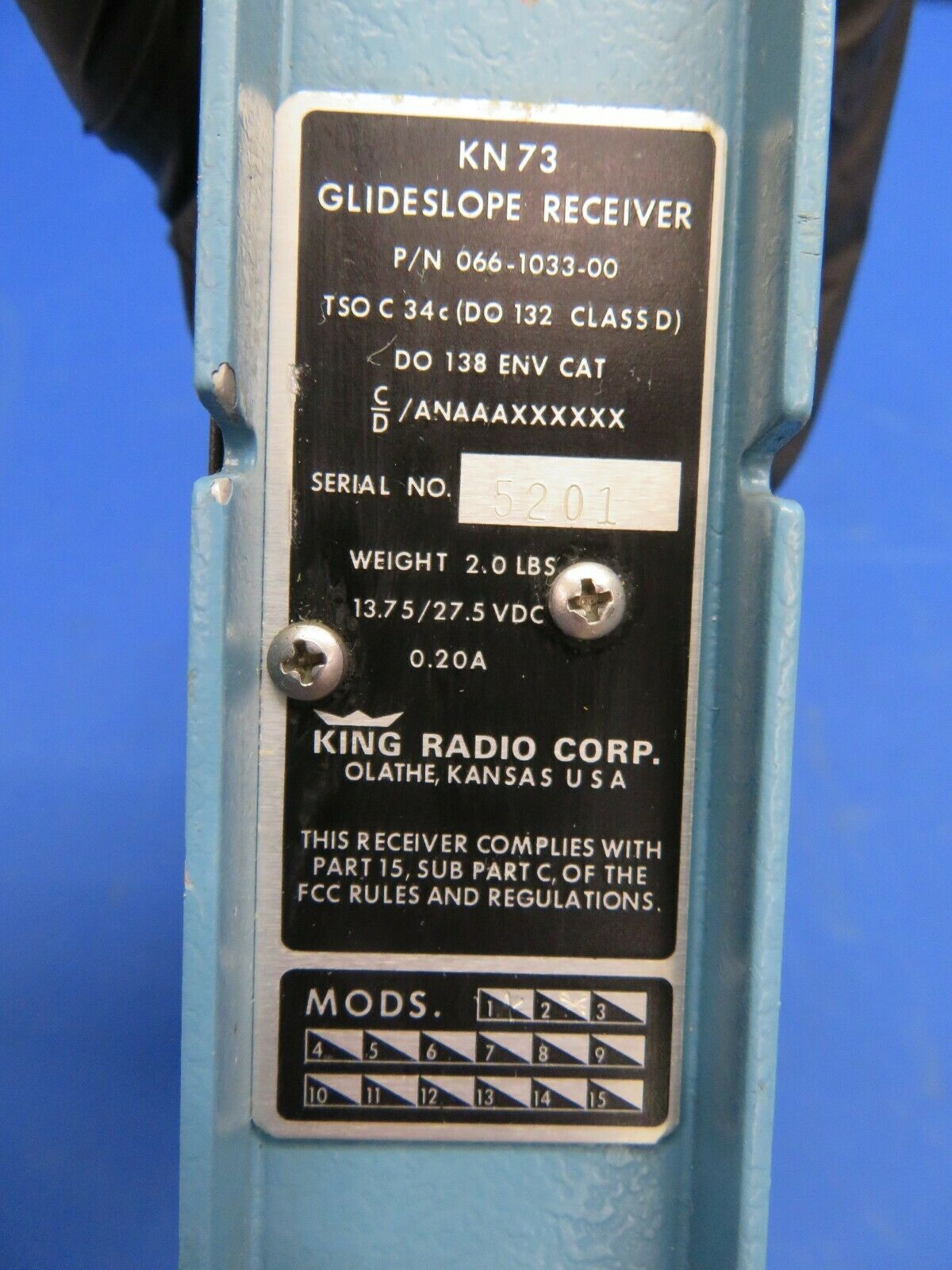 King KN-73 Glideslope Receiver 066-1033-00 (0920-62)