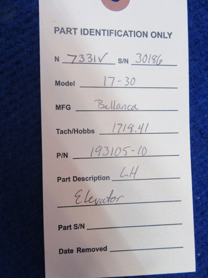 Bellanca 17-30 Viking LH Elevator Frame P/N 193105-10 (0722-208)
