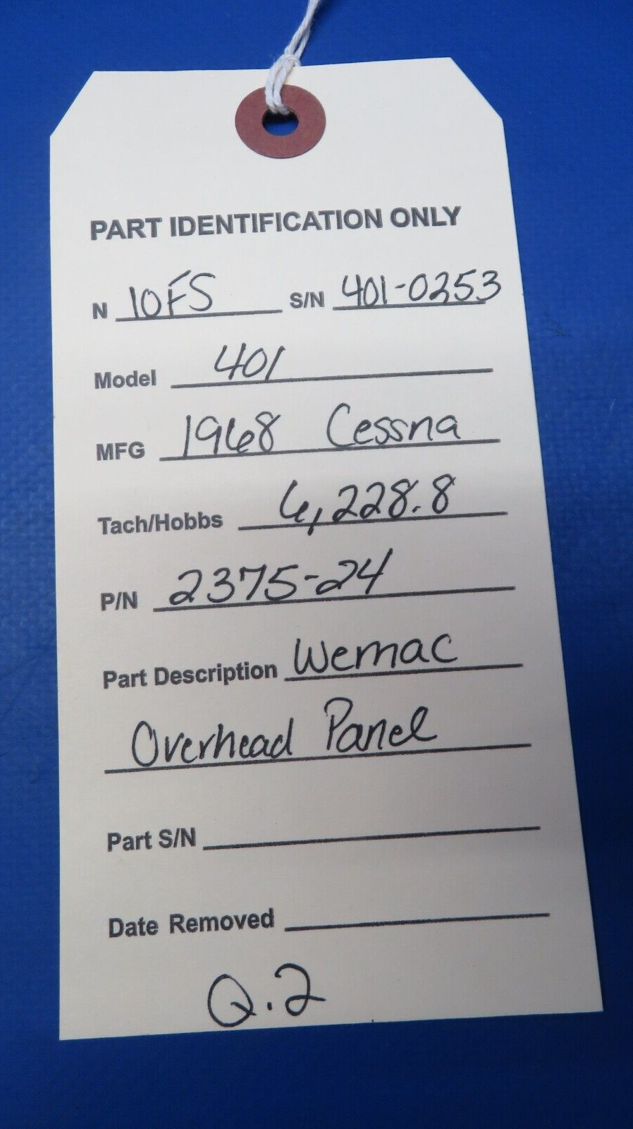 Cessna 401 Wemac Overhead Panel P/N 2375-24 (0523-222)