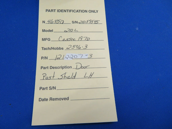 Cessna 210L MLG Door Post Shield LH P/N 1212207-3 (0820-536)