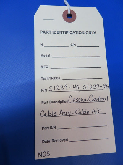 Cessna Control Cable Assy-Cabin Air P/N S1239-45 NOS (1122-317)