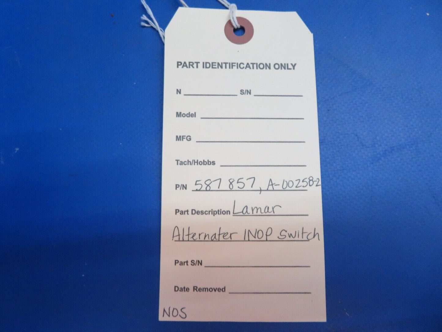 Lamar Alternator INOP Switch P/N 587857, A-00258-2 NOS (1122-658)