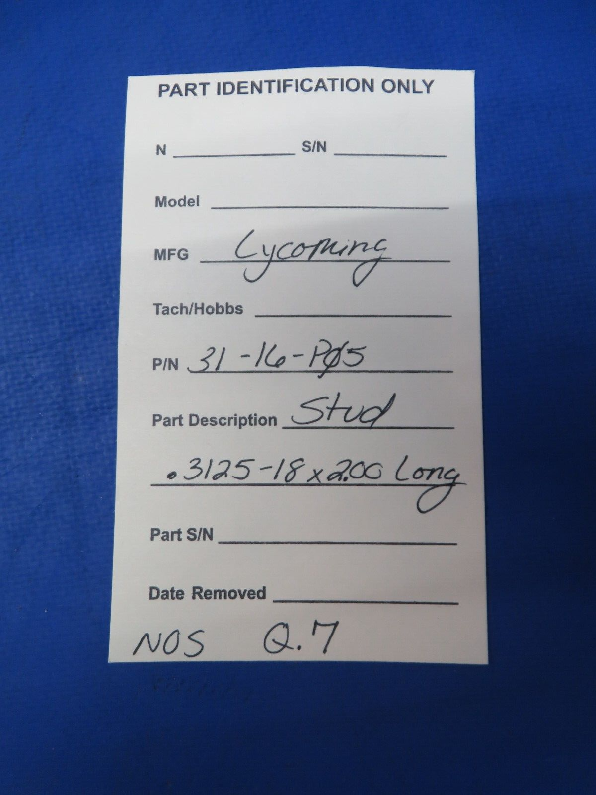 Lycoming Stud .3125-18 x 2.00 Long P/N 31-16-P05 NOS (1023-536)