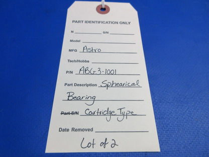 Astro Spherical Bearing Cartridge Type LOT OF 2 P/N ABG3-1001 (0523-428)