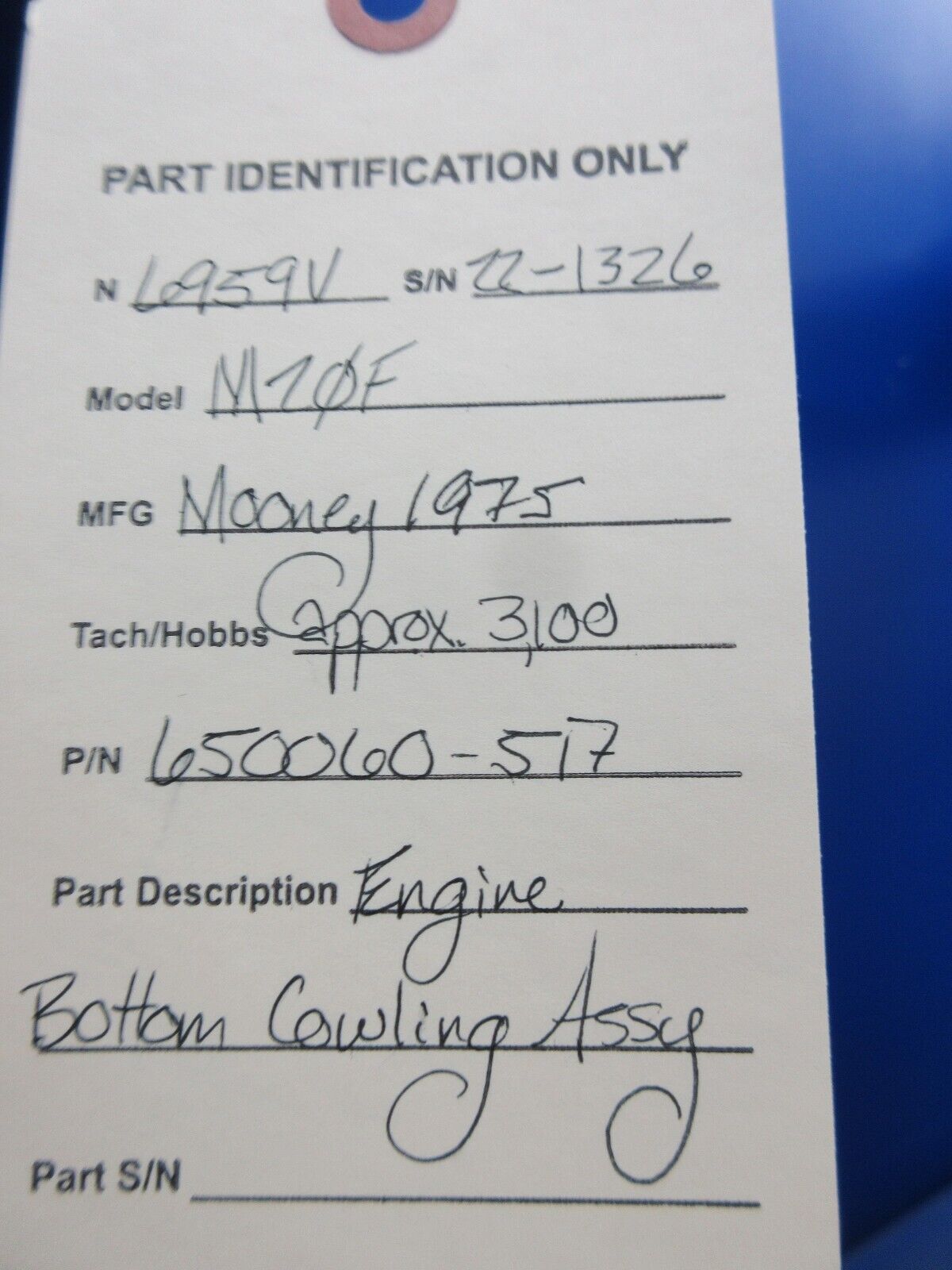 Mooney M20 / M20F Engine Bottom Cowling Assy P/N 650060-517 (0224-675)