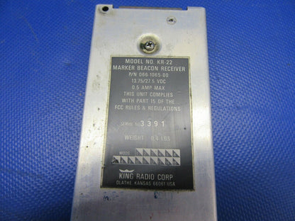 King KR-22 Marker Beacon Receiver P/N 066-1065-00 (0721-314)
