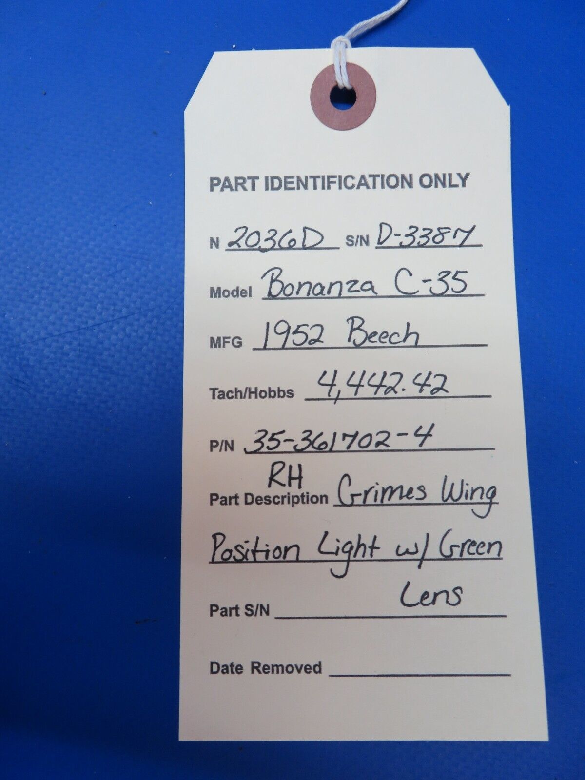 Beech C35 Bonanza RH Grimes Wing Position Light P/N 35-361702-4 (1122-133)