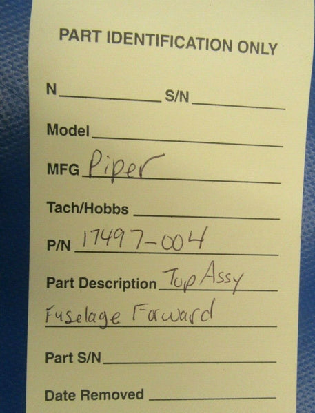 Piper Aztec Bulkhead Assy Fuselage Forward Top P/N 17497-004 (0419-27)