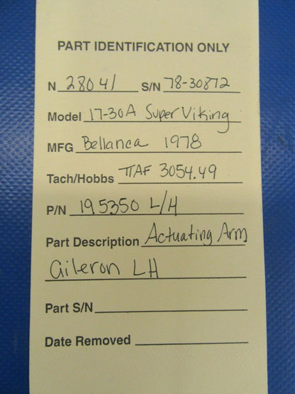 Bellanca 17-30A Super Viking Actuating Arm Aileron LH 195350 L/H (0819-307)