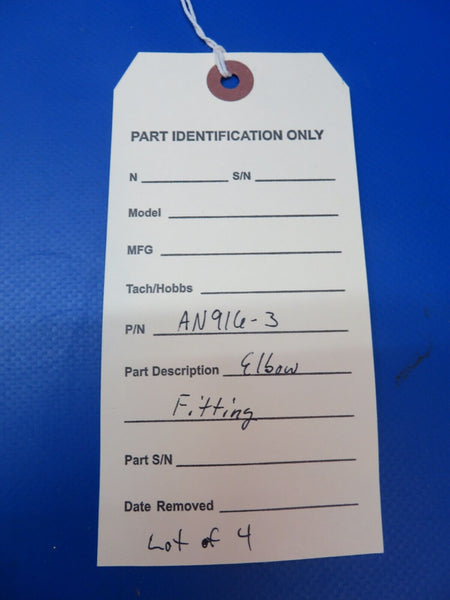 Aviation Elbow Fitting Aluminum P/N AN916-3 LOT OF 4 NOS (1222-302)