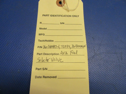 Avi Fuel Selector Valve P/N 36-920004-605, 36-380087-1, 73D84 (0821-465)