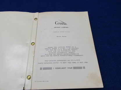 Cessna 172 & Skyhawk & Powermatic Series 1963-1968 Parts Catalog  (1221-325)