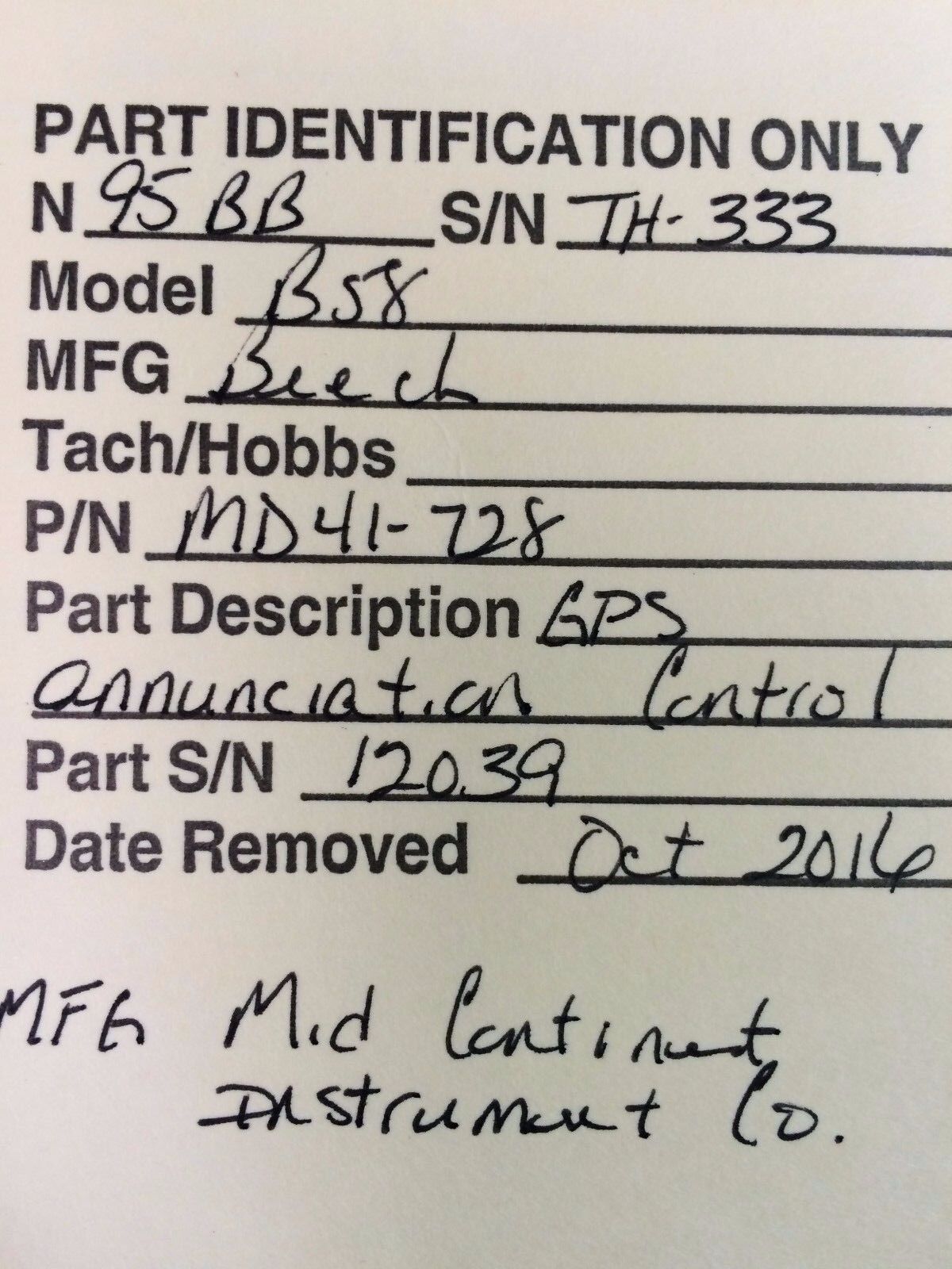 Mid-Continent GPS Annunciation Control Unit P/N MD41-728 (1016-80)