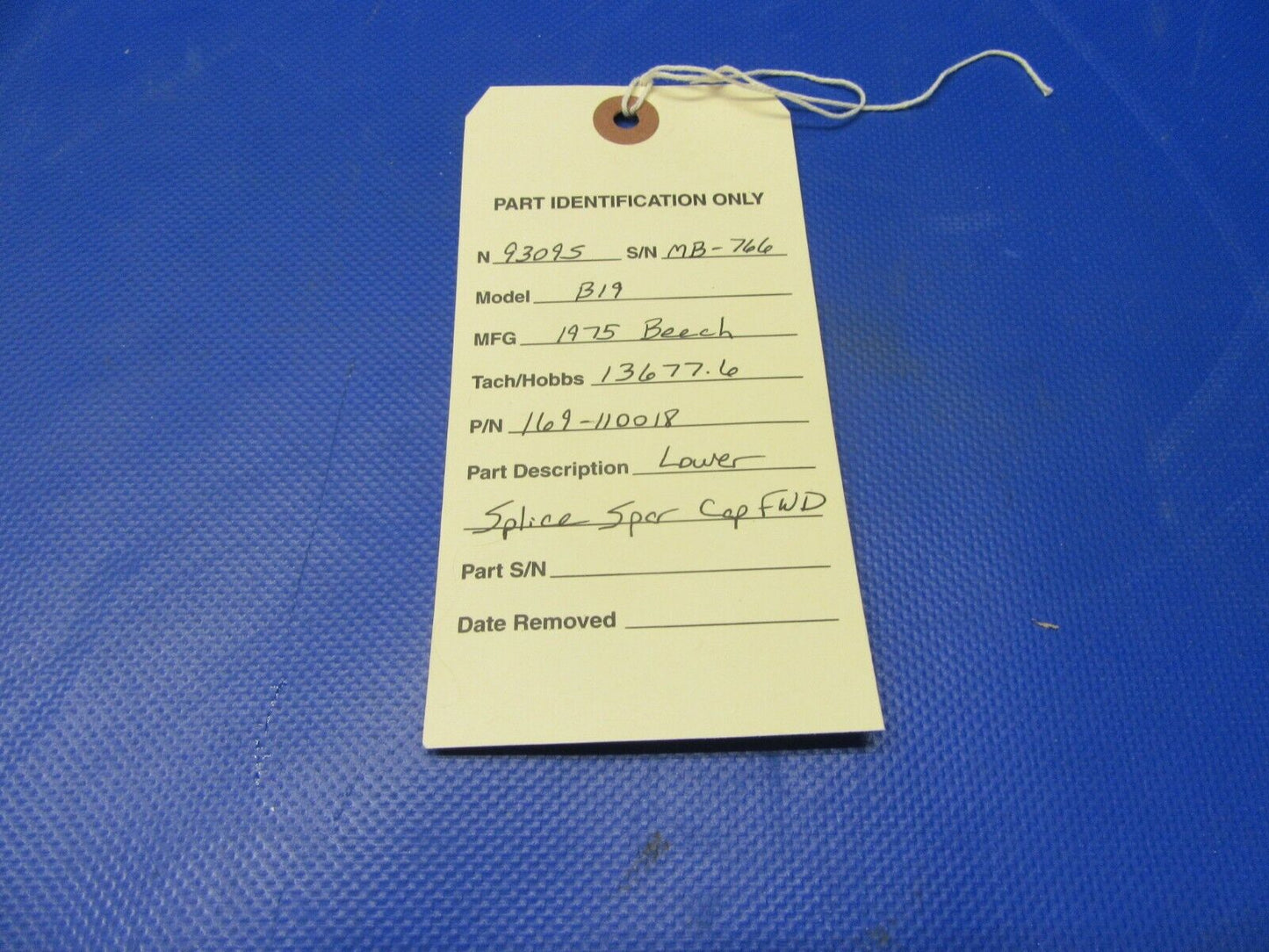 Beech B19 Sport Lower Splice Span Cap FWD P/N 169-110018 (0421-394)