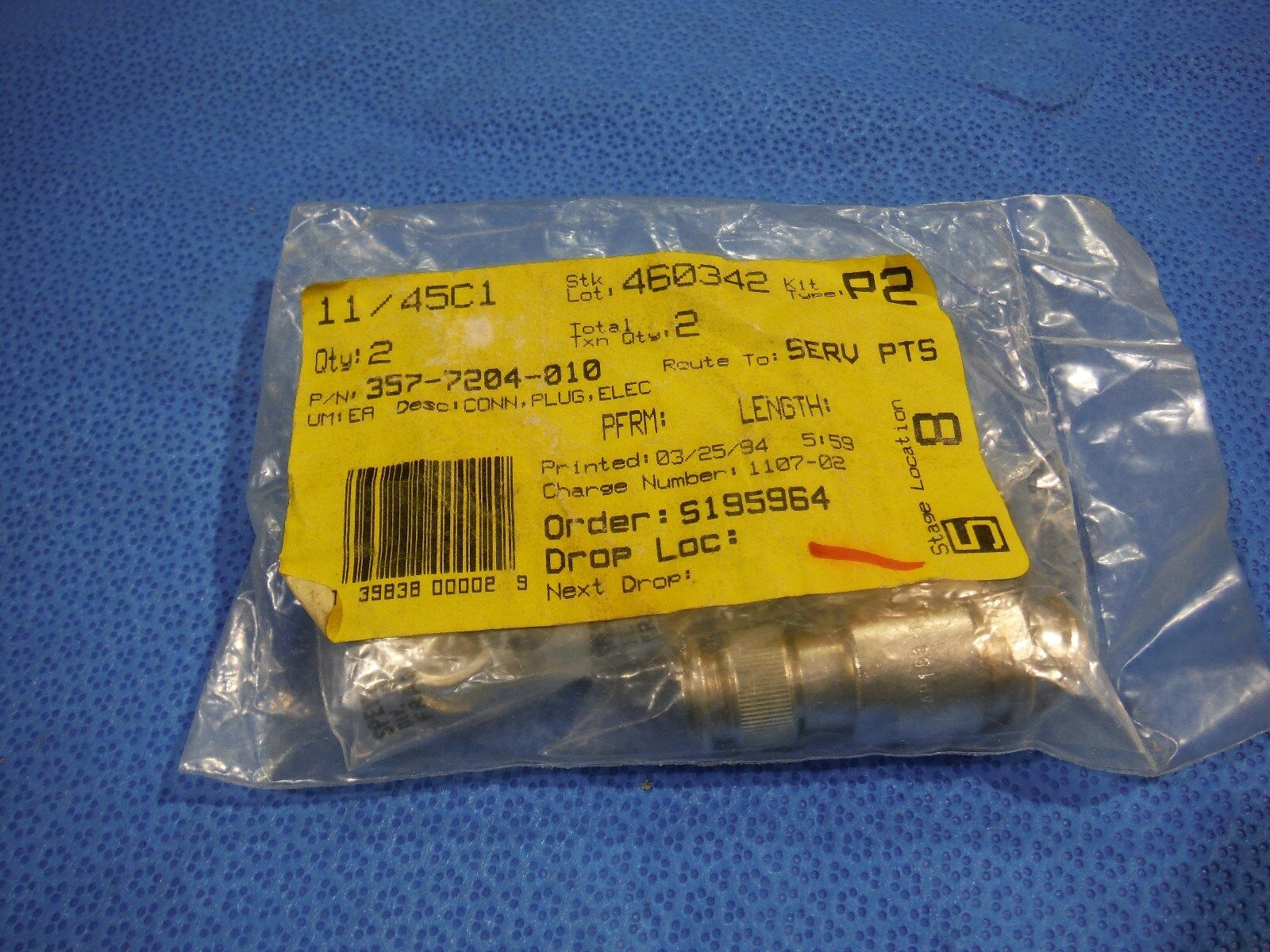 Beech Electrical Connector PKG OF 2  P/N 357-7204-010  (1015-05)