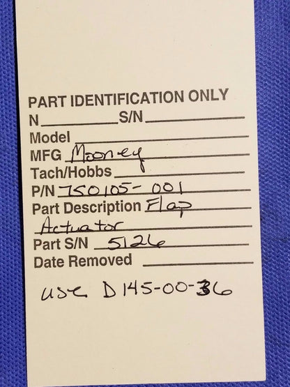Mooney Flap Actuator P/N 750105-001 & D145-00-36 (0616-75)
