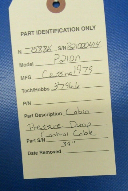 Cessna P210N / 210 Cable Cabin Pressure Dump Control 39" (0919-293)