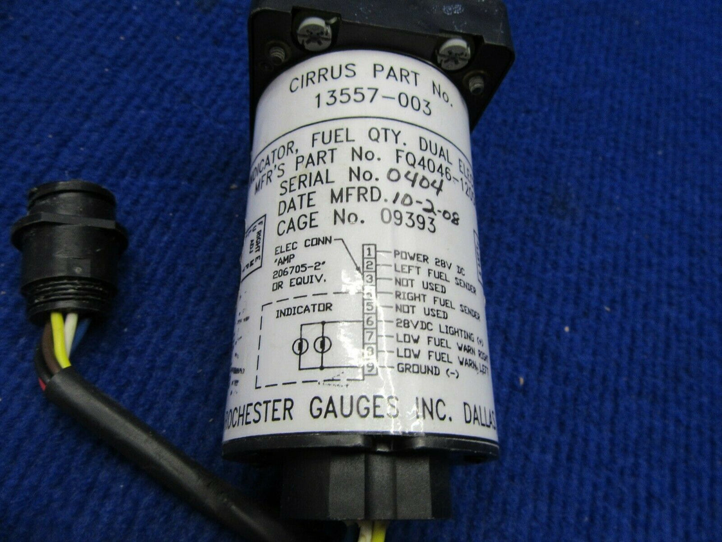 Cirrus SR-22 Rochester Dual Fuel Quantity Indicator Electric 13557-003 (0122-395